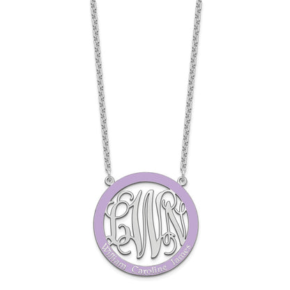 Sterlingsilber Rhodiniert Groß Familie Monogramm Epoxid Halskette