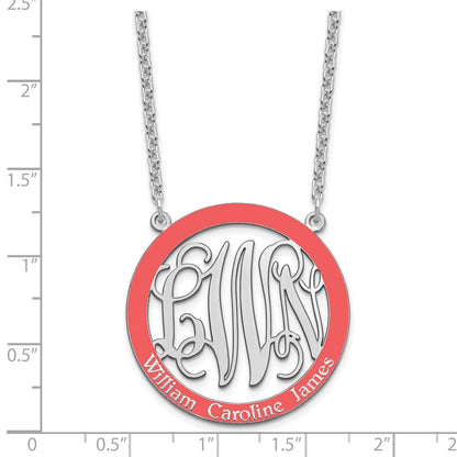 Sterlingsilber Rhodiniert Groß Familie Monogramm Epoxid Halskette