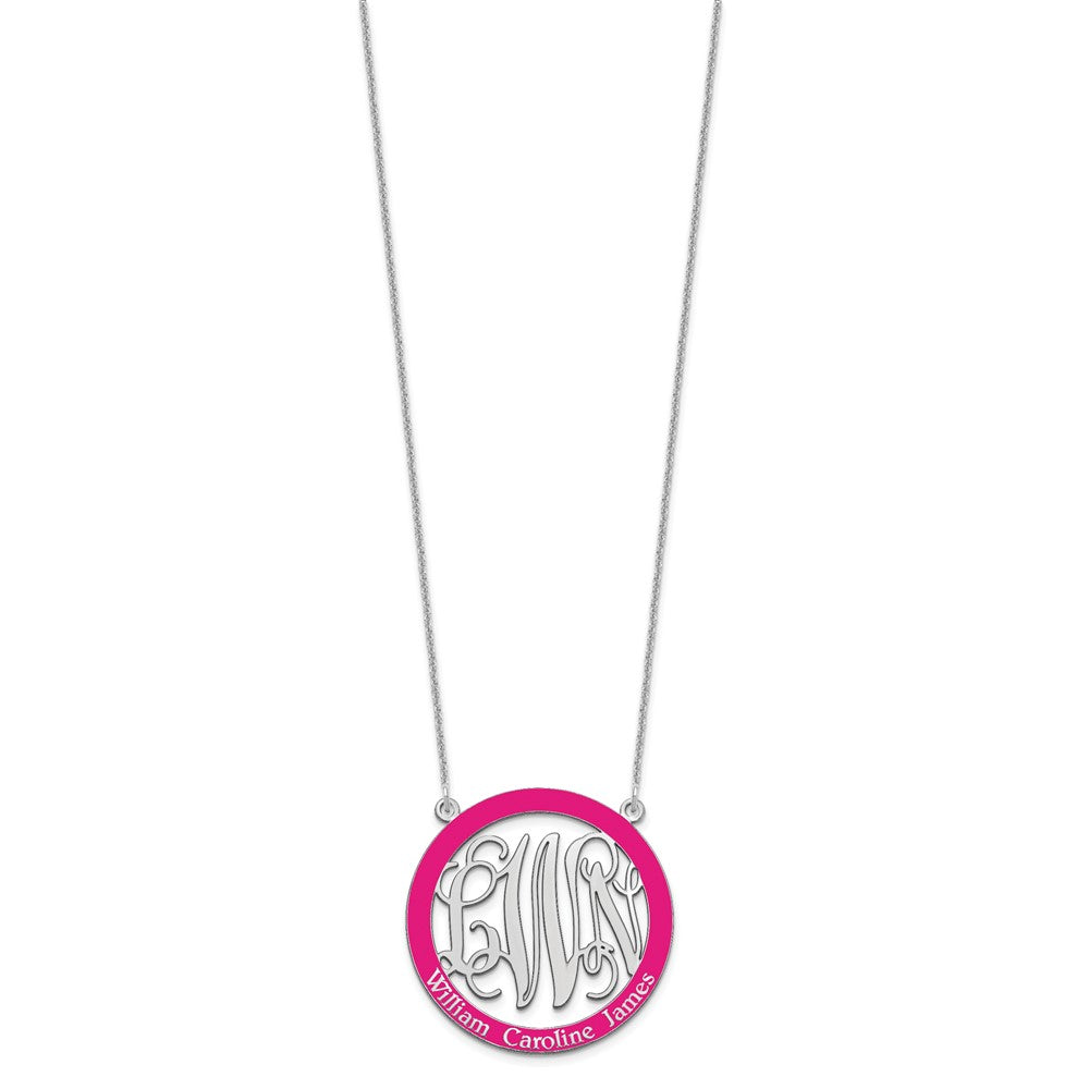 14K Weißgold Groß Familie Monogramm Epoxid Halskette