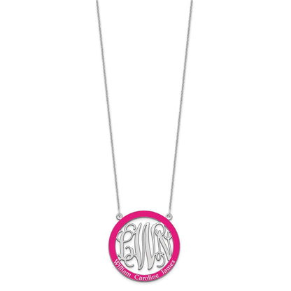 14K Weißgold Groß Familie Monogramm Epoxid Halskette