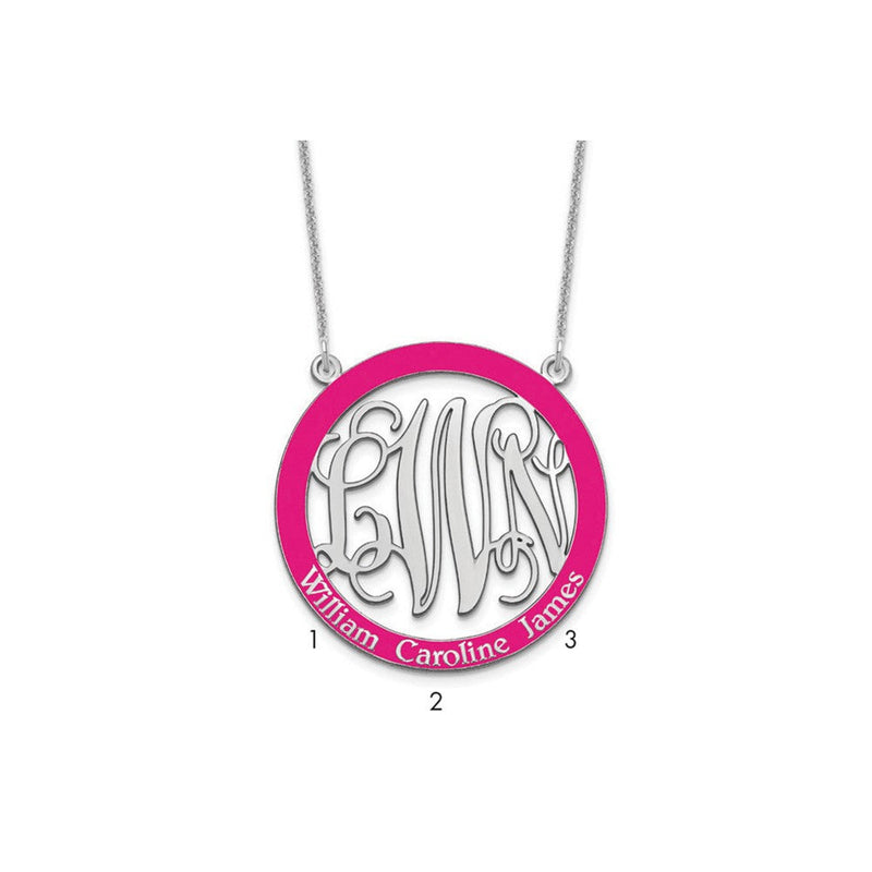 14K Weißgold Groß Familie Monogramm Epoxid Halskette