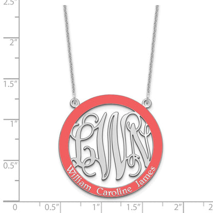 14K Weißgold Groß Familie Monogramm Epoxid Halskette