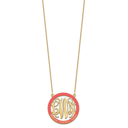 14K Gelbgold Groß Familie Monogramm Epoxid Halskette