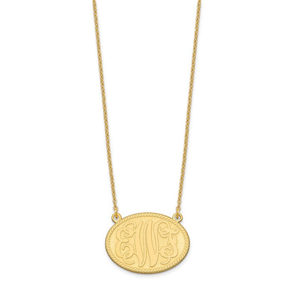 Vergoldet Sterlingsilber /gold Gebürstet Monogramm Halskette