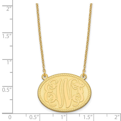 Vergoldet Sterlingsilber /gold Gebürstet Monogramm Halskette