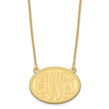 Vergoldet Sterlingsilber /gold Gebürstet Monogramm Halskette