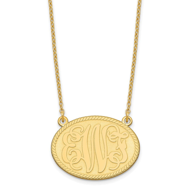 Vergoldet Sterlingsilber /gold Gebürstet Monogramm Halskette