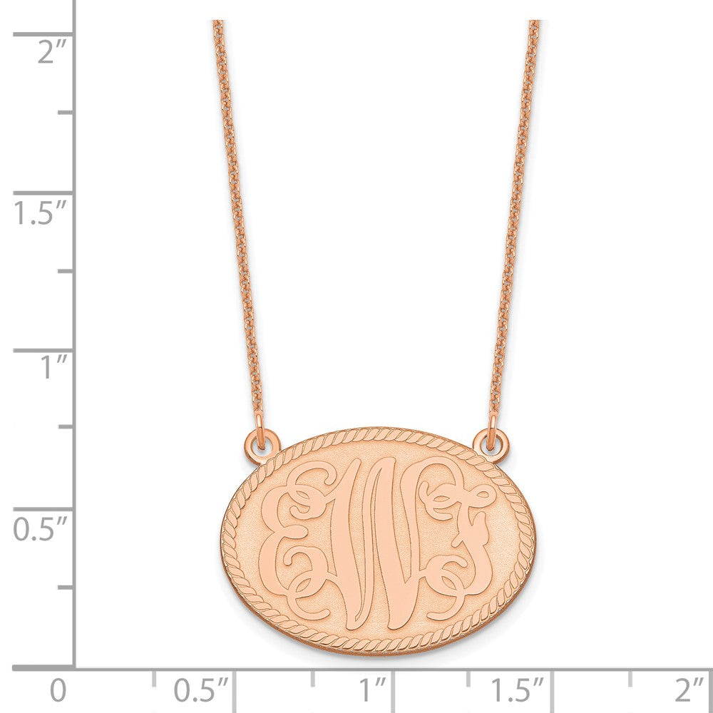 14K Roségold Gebürstet Monogramm Halskette