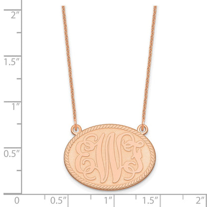 14K Roségold Gebürstet Monogramm Halskette
