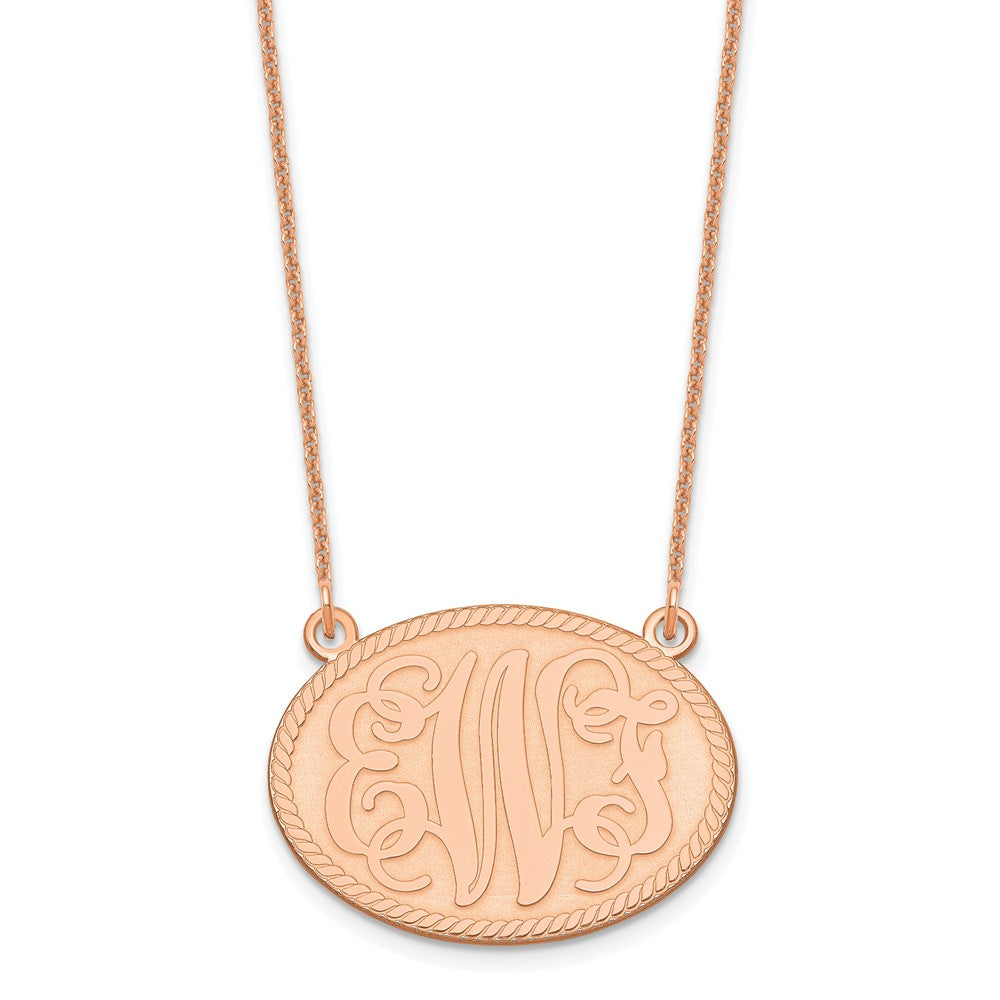 14K Roségold Gebürstet Monogramm Halskette