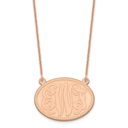 14K Roségold Gebürstet Monogramm Halskette