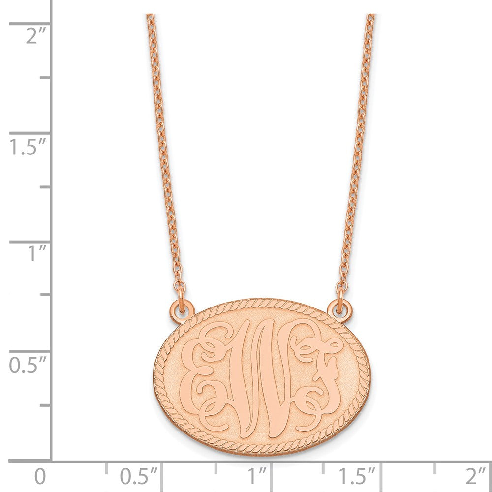 Roségoldbeschichtet Sterlingsilber /rose Gebürstet Monogramm Halskette