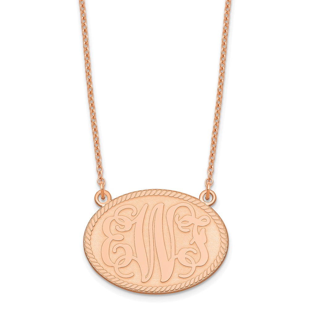 Roségoldbeschichtet Sterlingsilber /rose Gebürstet Monogramm Halskette
