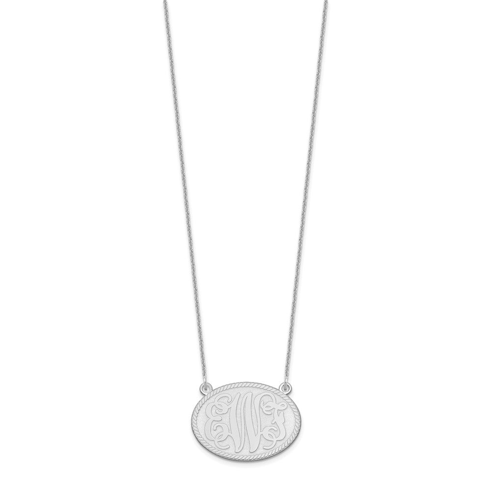 14K Weißgold Gebürstet Monogramm Halskette