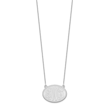 14K Weißgold Gebürstet Monogramm Halskette