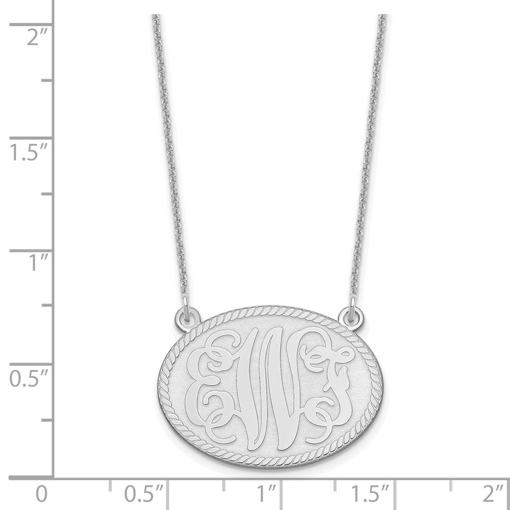 14K Weißgold Gebürstet Monogramm Halskette