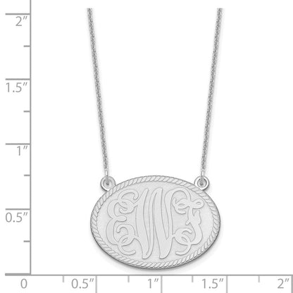 14K Weißgold Gebürstet Monogramm Halskette
