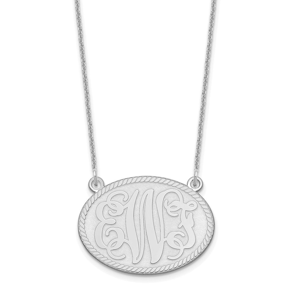 14K Weißgold Gebürstet Monogramm Halskette
