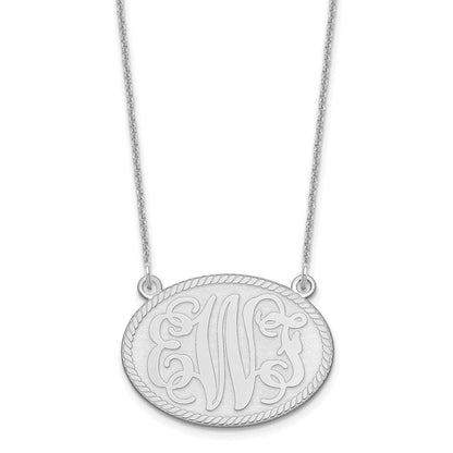 14K Weißgold Gebürstet Monogramm Halskette