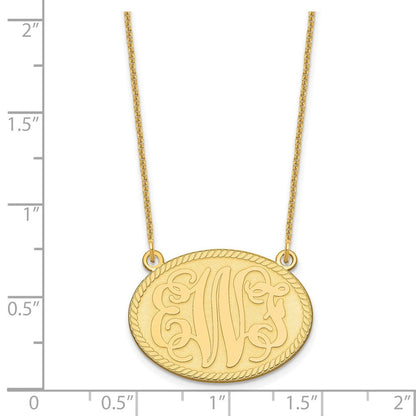 14K Gelbgold Gebürstet Monogramm Halskette