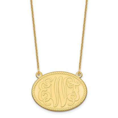 14K Gelbgold Gebürstet Monogramm Halskette