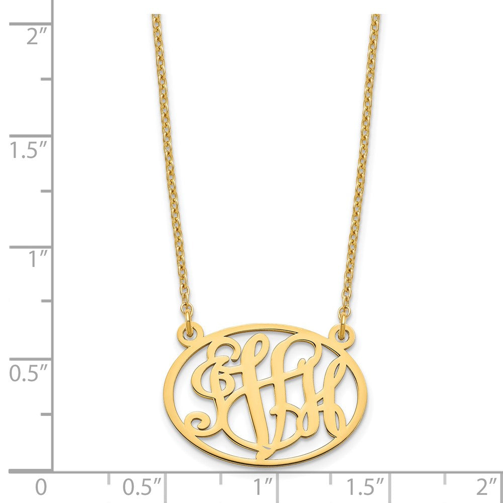 Vergoldet Sterlingsilber /gold Oval Monogramm Halskette