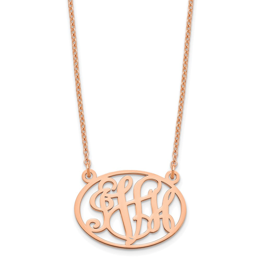 Roségoldbeschichtet Sterlingsilber /rose Oval Monogramm Halskette