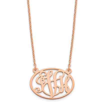 Roségoldbeschichtet Sterlingsilber /rose Oval Monogramm Halskette