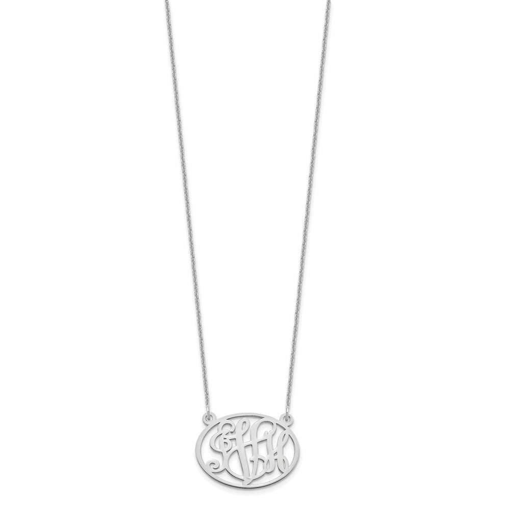 14K Weißgold Oval Monogramm Halskette