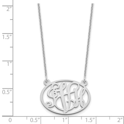 14K Weißgold Oval Monogramm Halskette