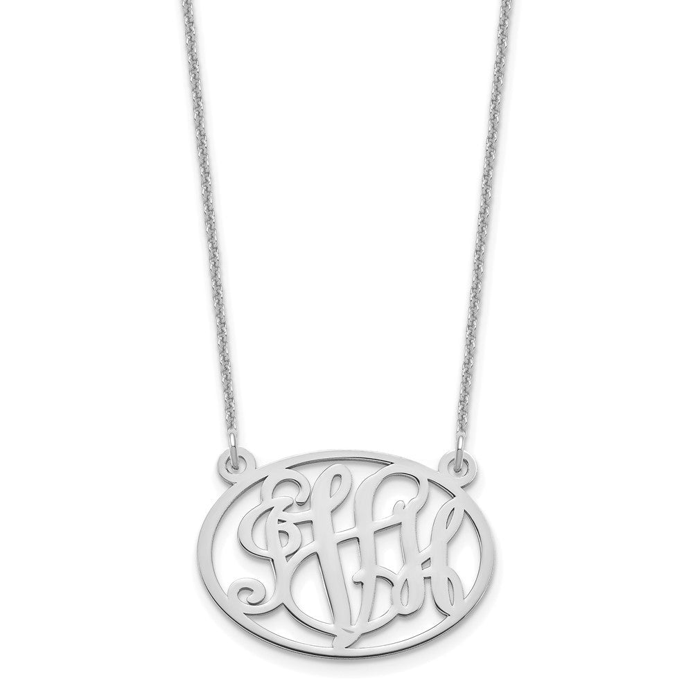 14K Weißgold Oval Monogramm Halskette
