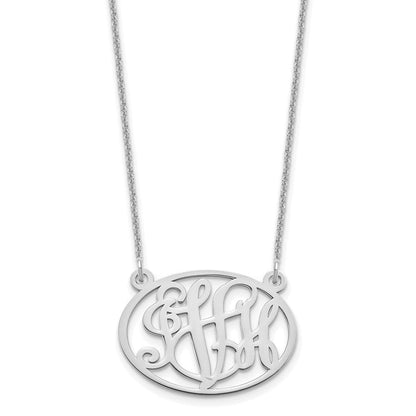 14K Weißgold Oval Monogramm Halskette