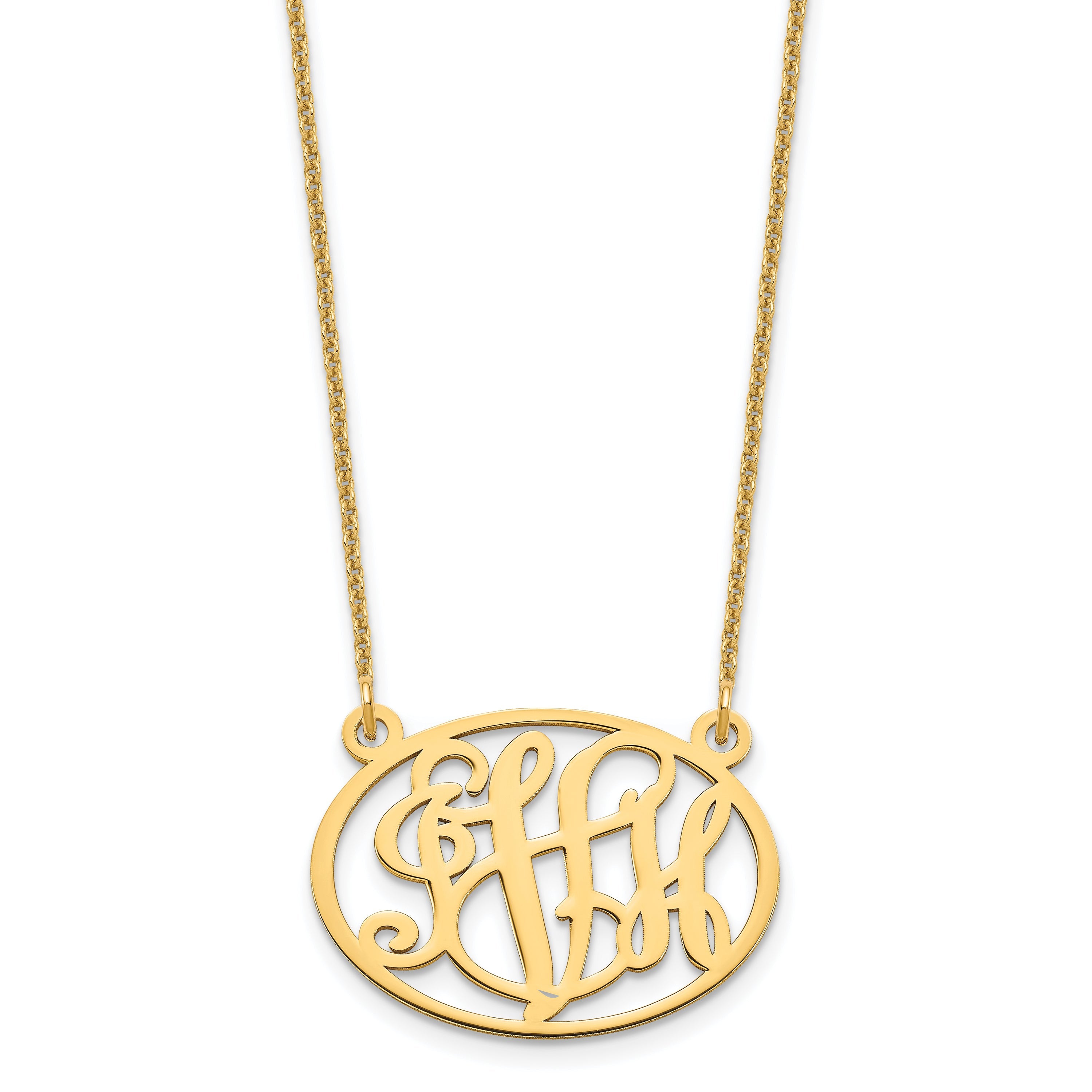 14K Gelbgold Oval Monogramm Halskette