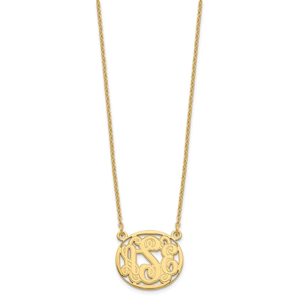 Vergoldet Sterlingsilber /gold Geätzt Oval Monogramm Halskette