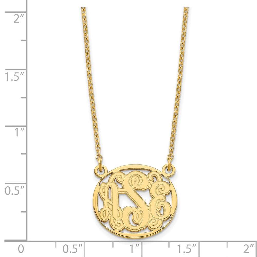 Vergoldet Sterlingsilber /gold Geätzt Oval Monogramm Halskette