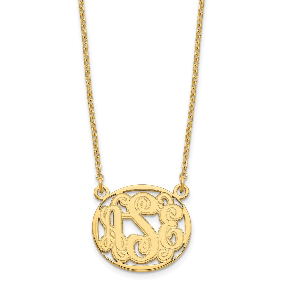 Vergoldet Sterlingsilber /gold Geätzt Oval Monogramm Halskette