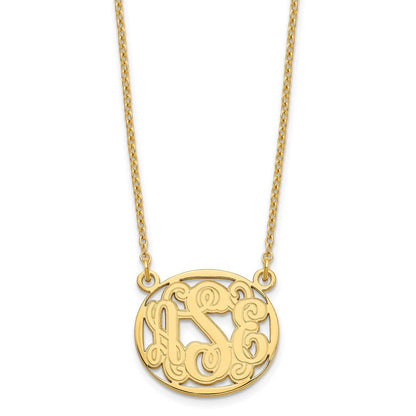 Vergoldet Sterlingsilber /gold Geätzt Oval Monogramm Halskette