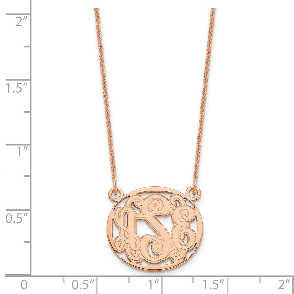 14K Roségold Geätzt Oval Monogramm Halskette