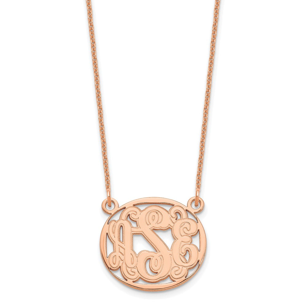 14K Roségold Geätzt Oval Monogramm Halskette