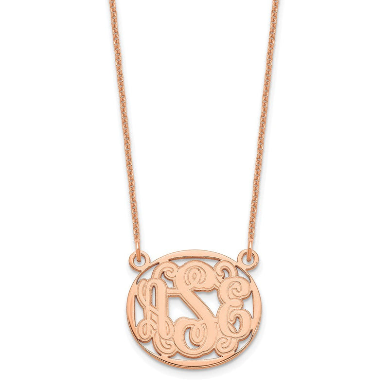 14K Roségold Geätzt Oval Monogramm Halskette