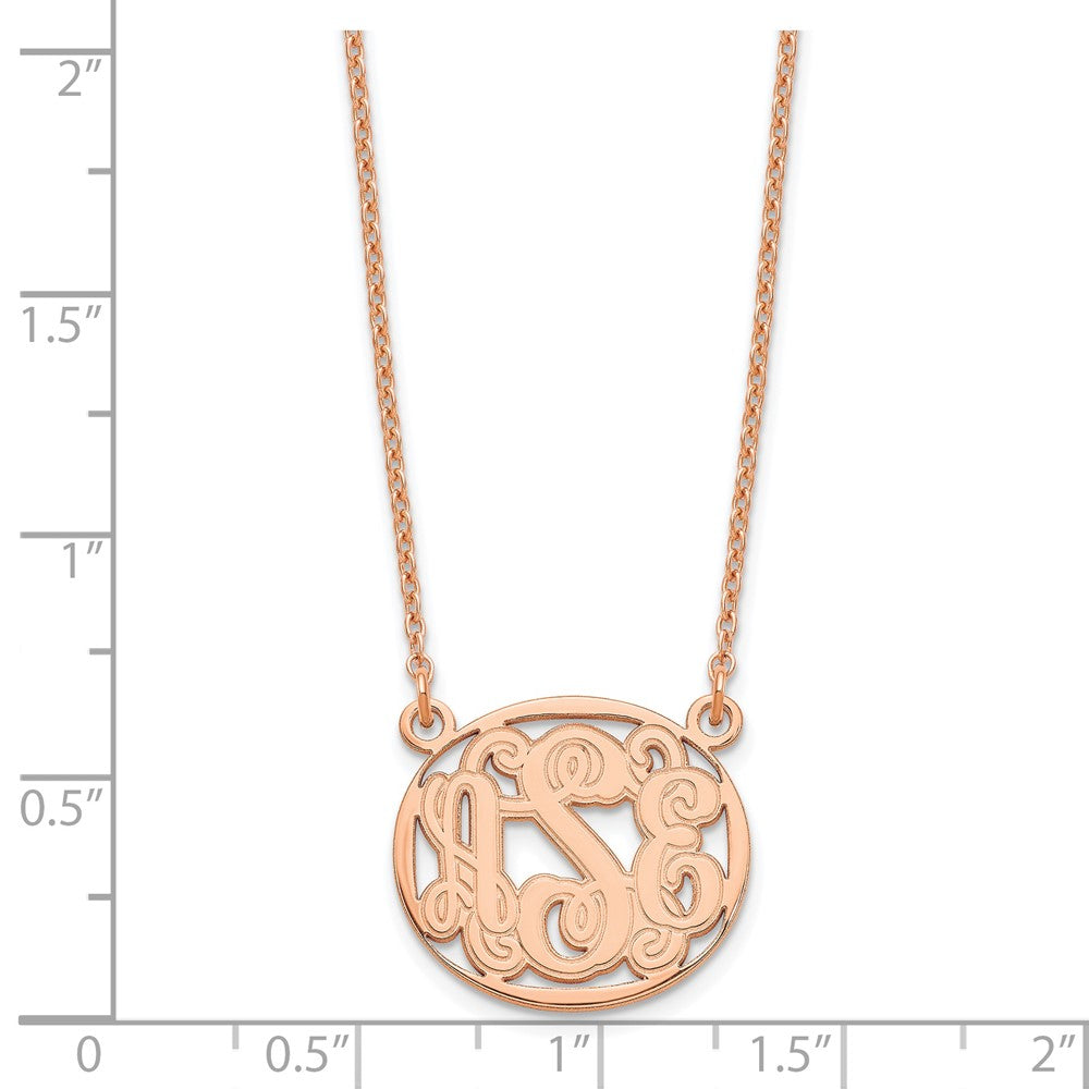Roségoldbeschichtet Sterlingsilber /rose Geätzt Oval Monogramm Halskette