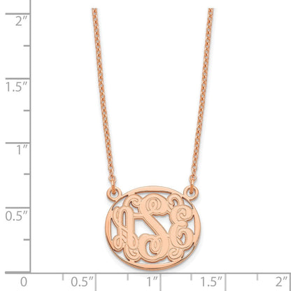 Roségoldbeschichtet Sterlingsilber /rose Geätzt Oval Monogramm Halskette
