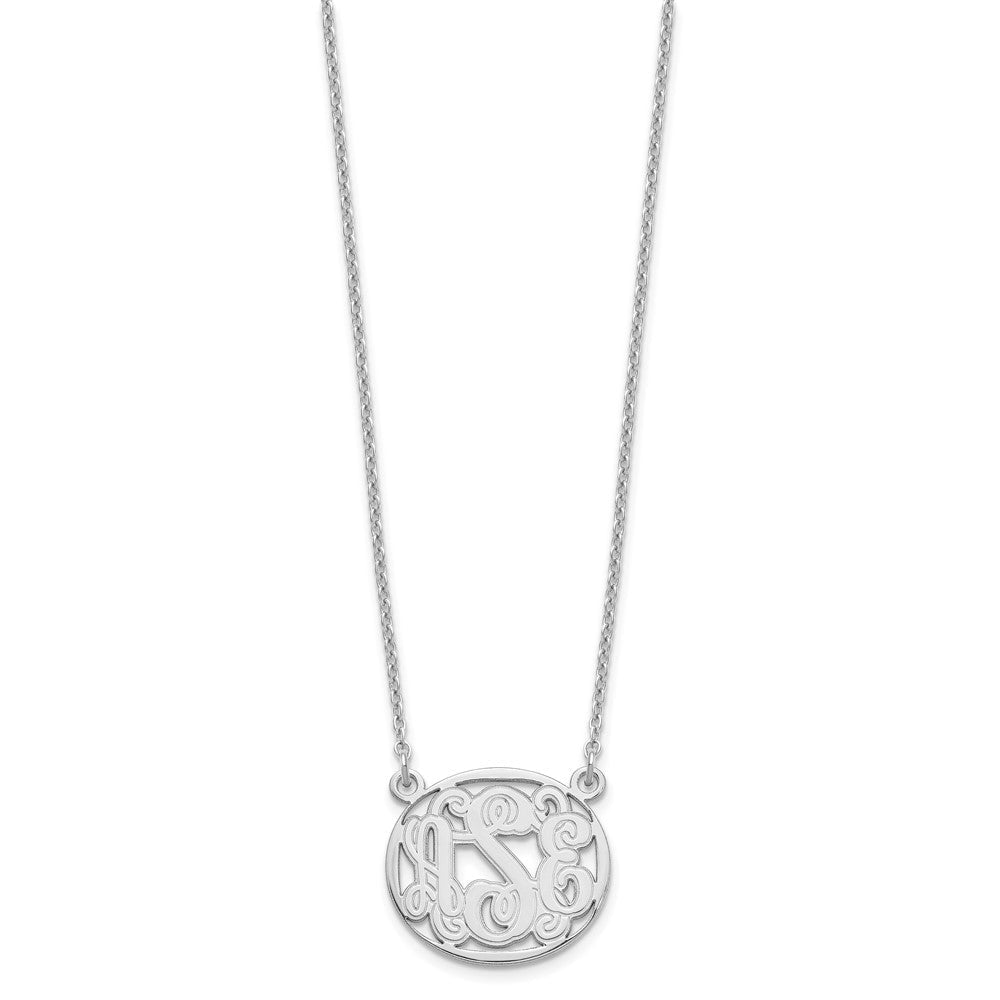 Sterlingsilber Silber/rhodiniert Geätzt Oval Monogramm Halskette