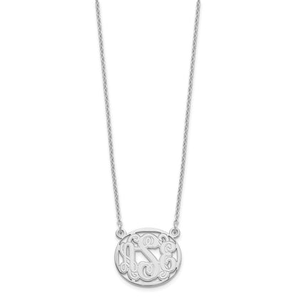 Sterlingsilber Silber/rhodiniert Geätzt Oval Monogramm Halskette
