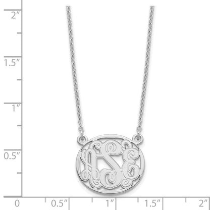 Sterlingsilber Silber/rhodiniert Geätzt Oval Monogramm Halskette