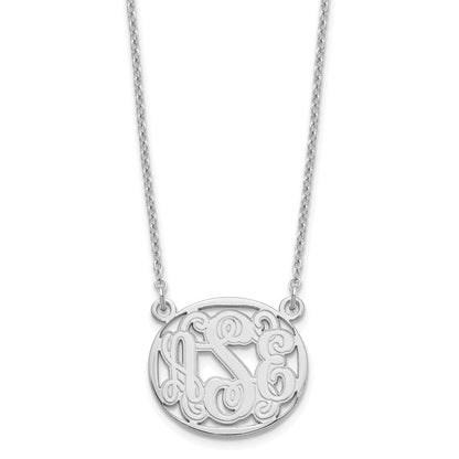 Sterlingsilber Silber/rhodiniert Geätzt Oval Monogramm Halskette