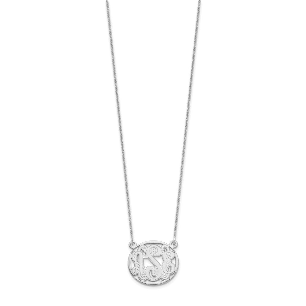 14K Weißgold Geätzt Oval Monogramm Halskette