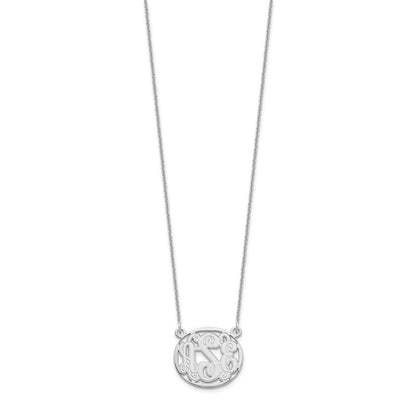 14K Weißgold Geätzt Oval Monogramm Halskette