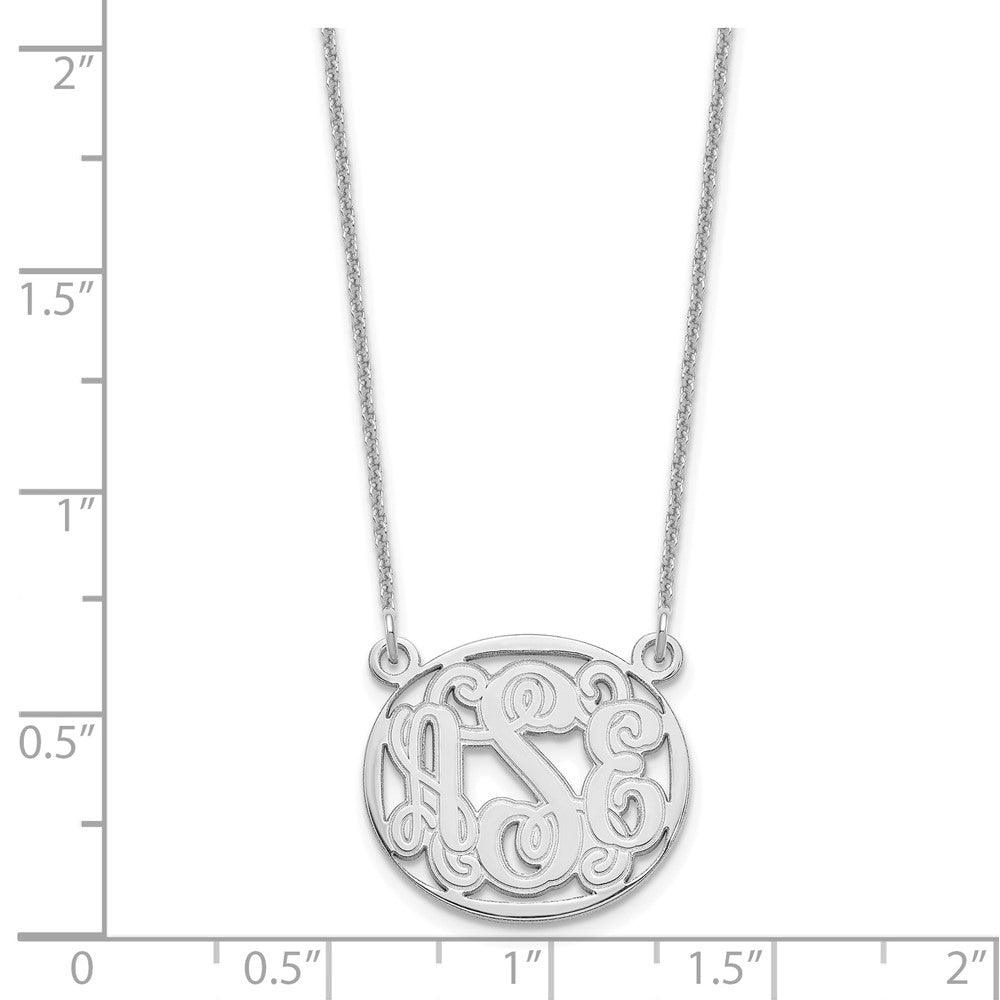 14K Weißgold Geätzt Oval Monogramm Halskette