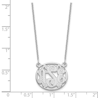 14K Weißgold Geätzt Oval Monogramm Halskette